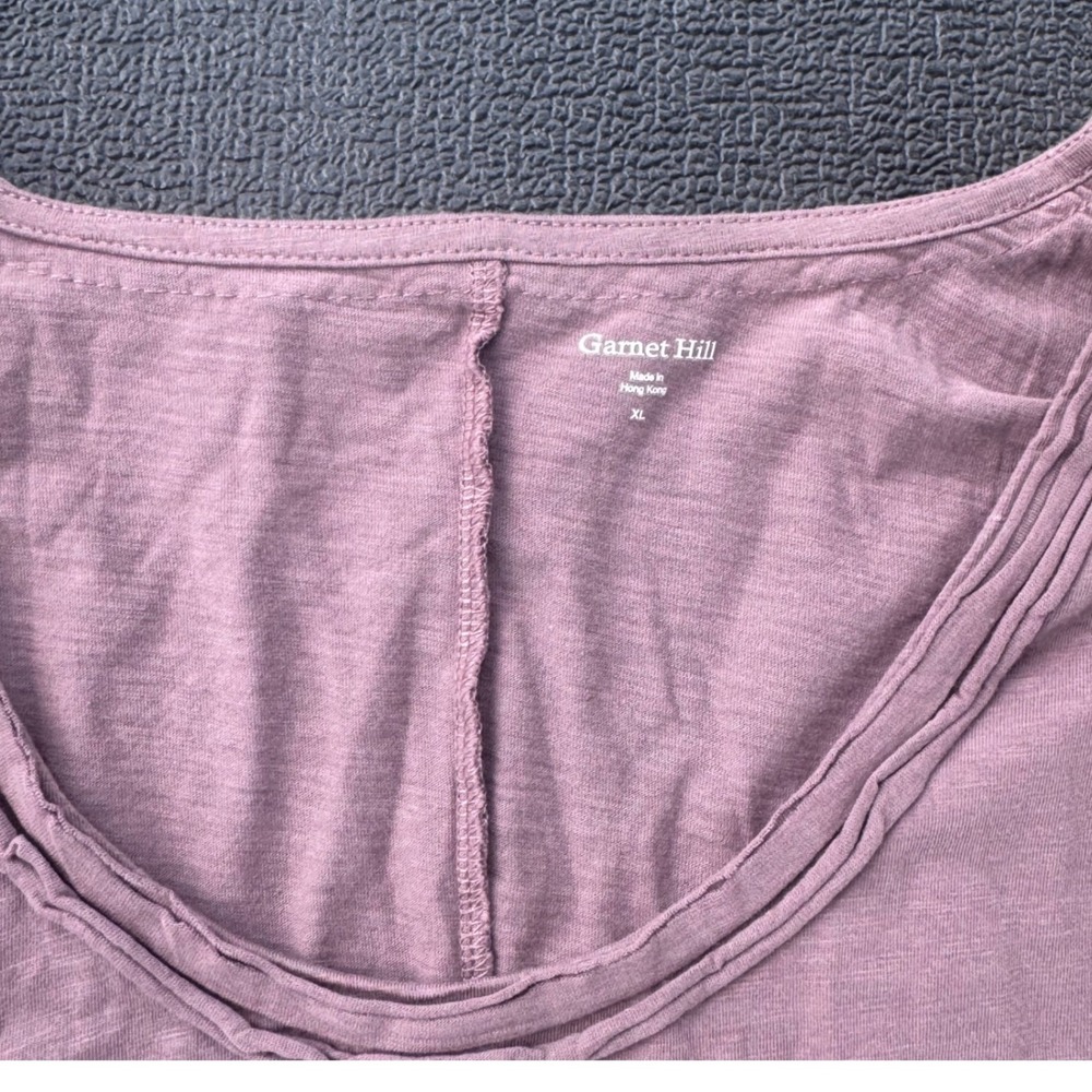 Garnet Hill Tunic Dress Women XL Mauve Excellent 3/4 Sleeve Cotton Modal Slub - Picture 3 of 6